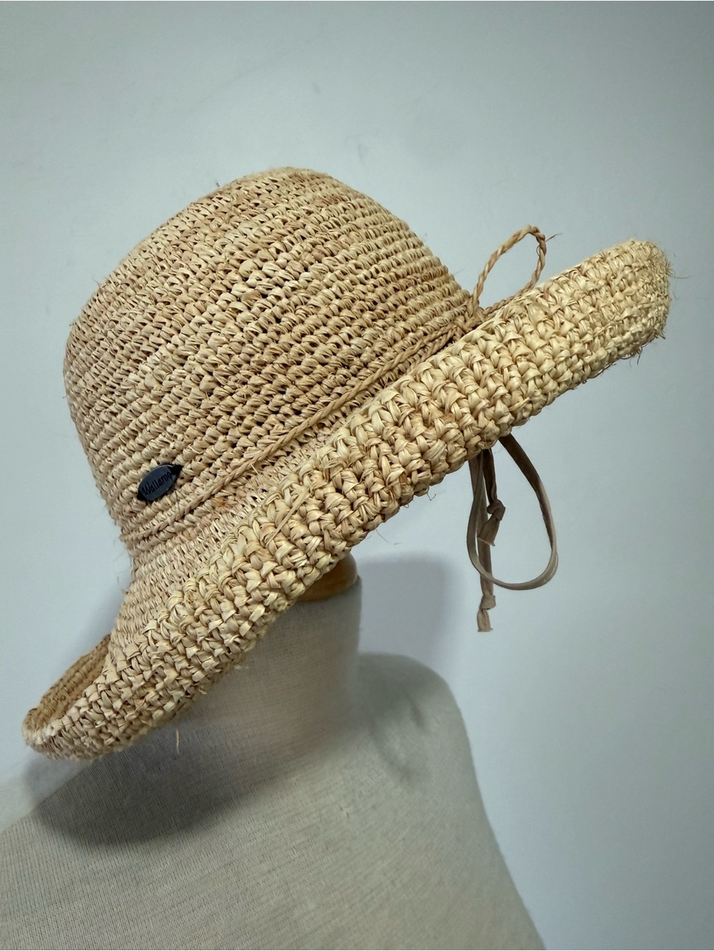 Wallaroo Women’s Straw Catalina Raffia Sun Hat with Tie - Natural Beige